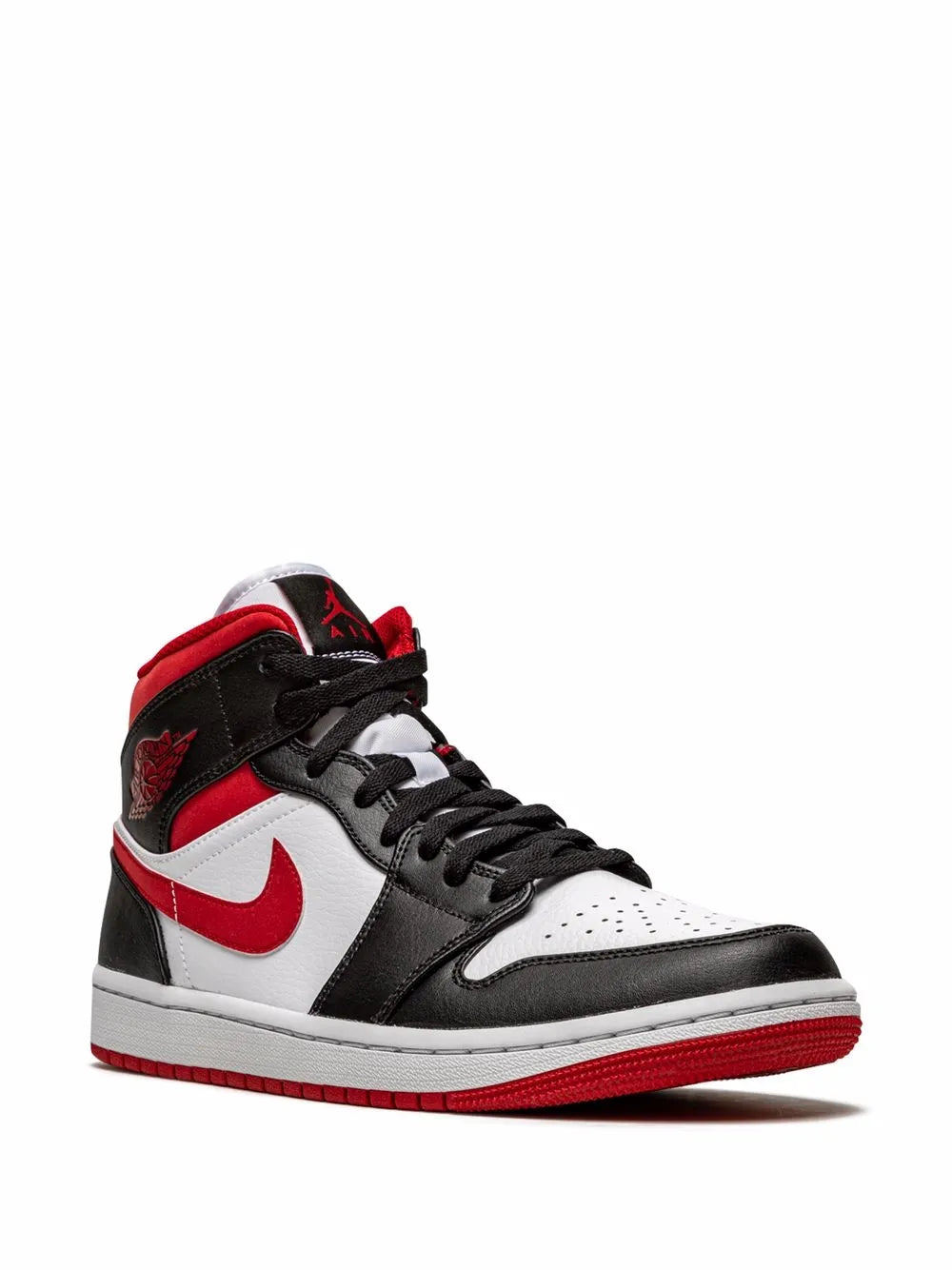 Air Jordan 1 Mid Metallic Red Sneakers — Black/White/Red — Size US M 11.5 - US W 13 — Side View