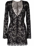 Dolce Gabbana Mini Lace Dress — Black — Size XS — Front View