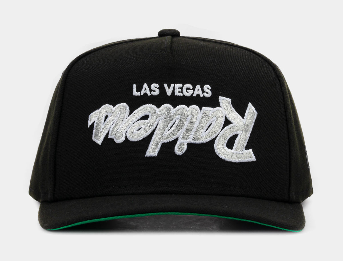 Exclusive Shoe Palace Exclusive Upside Down Metallic Chrome Las Vegas Raiders 950AF Snapback Mens Hat (Black/White) — OS — Front View