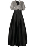 Sachin Babi Simone Sequin Embellished Gown — Black/ Silver — Size XS — Front View
