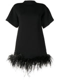 Rachel Gilbert Rita Feather Trim Mini Dress — Black — Size XS — Front View
