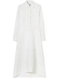 Jil Sander Long Sleeve Cotton Long Dress — White — Size XS — Front View