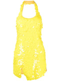 The Attico Scale Effect Cut Out Mini Dress — Yellow — Size XS — Front View