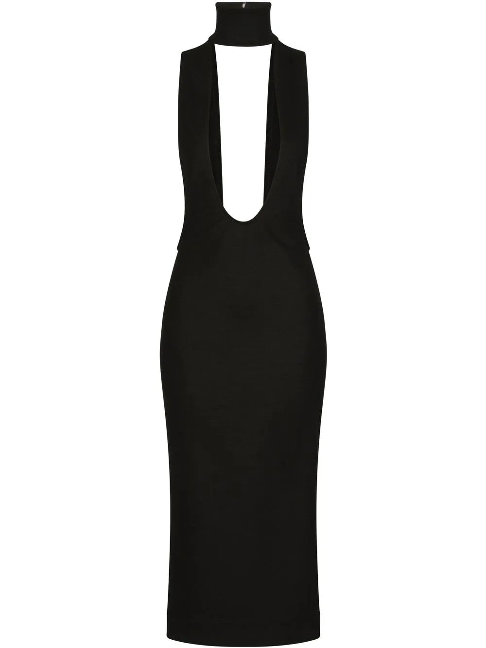 Dolce Gabbana Cut Out Midi Dress — Black — Size XS — Front View