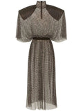 Dolce Gabbana Rhinestone Embellished Mesh Maxi Dress — Grey — Size XS — Front View