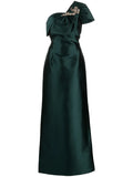 Sachin Babi Ines Crystal Embellished Satin Gown — Green — Size XS — Front View