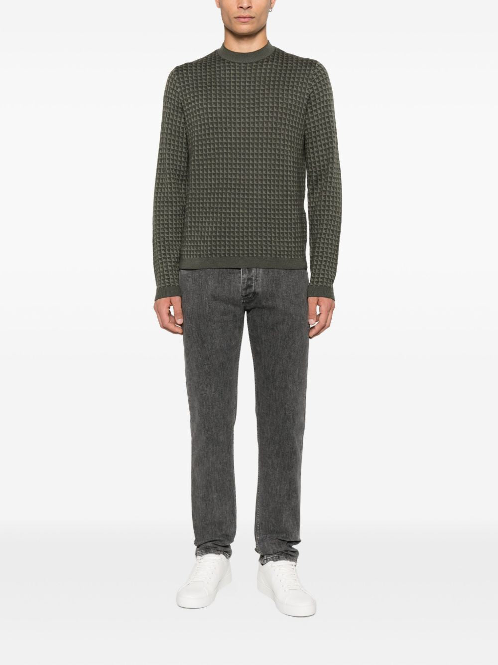 Emporio Armani Men's Geometric-Pattern Virgin-Wool Sweater