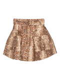 Zimmermann Women's Snakeskin-Effect Belted Skirt