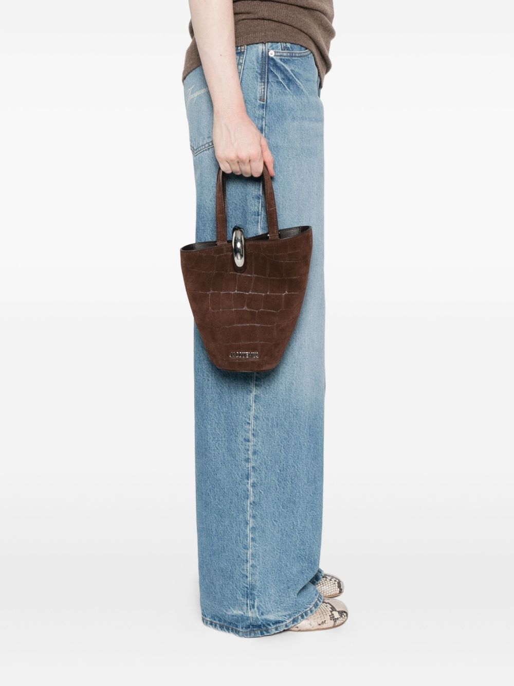 Jacquemus Women's  Crocodile-Effect Ring-Detail Tote Bag