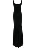 Atu Body Couture Sleeveless Fishtail Velvet Gown — Black — Size XS — Front View