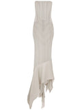 Dolce Gabbana Kim Dolcegabbana Draped Silk Dress — Grey — Size XS — Front View