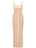 Dolce Gabbana Kim Dolcegabbana Bustier Midi Dress — Beige/ Red — Size S — Front View