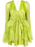 Maria Lucia Hohan Alara Ruffled Minidress — Red — Size S — Front View