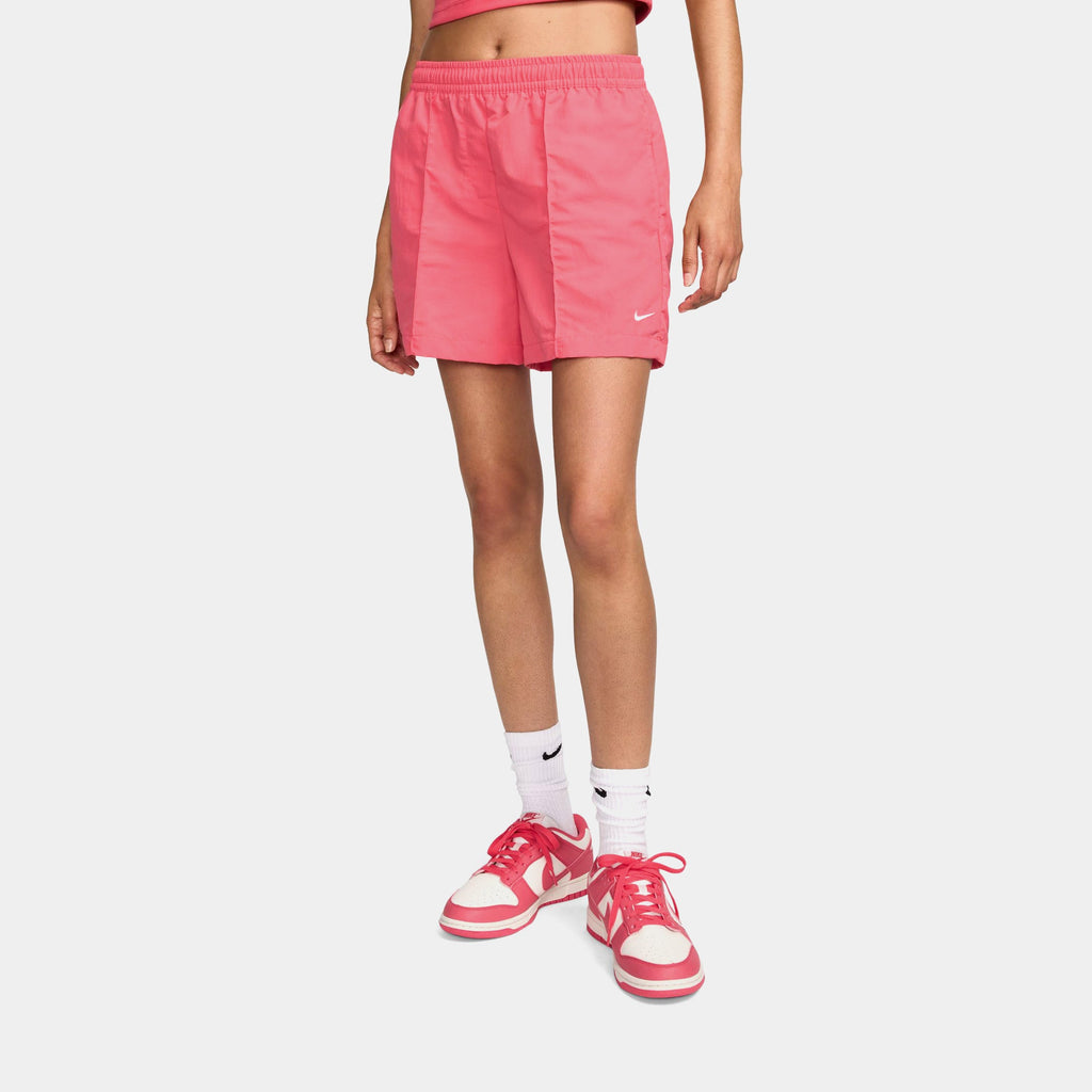 Exclusive NSW Mid Rise Woven Womens Shorts (Pink) — XS — Front View
