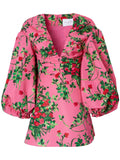 Carolina Herrera Floral Print V Neck Dress — Pink — Size XS — Front View