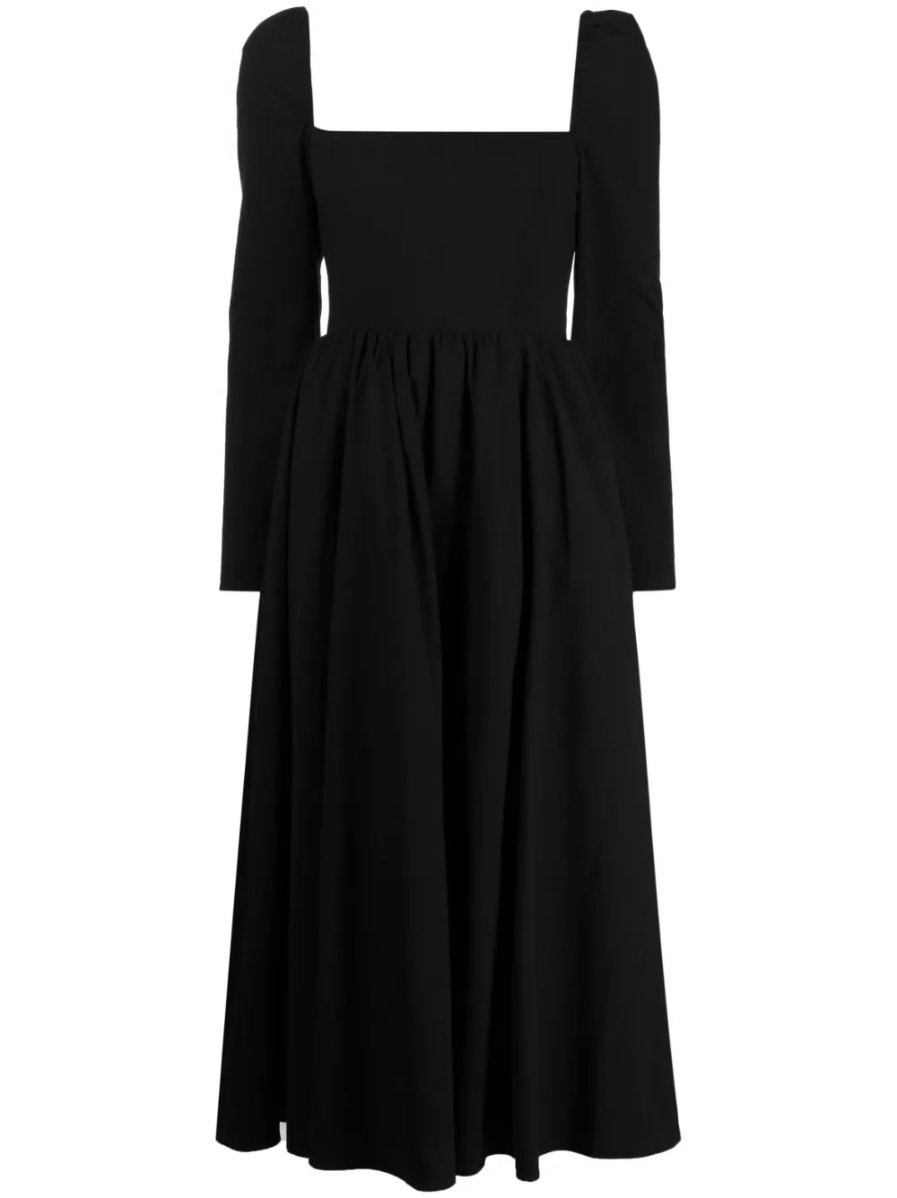 Reformation Elly Square Neck Midi Dress — Black — Size XS — Front View