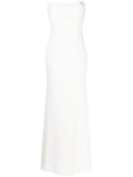 Rachel Gilbert Arlo Strapless Flared Gown — White/ Red/ Ivory — Size XS — Front View