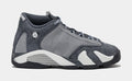 Exclusive Air Jordan 14 Retro Flint Grey Grade School Lifestyle Shoes (Flint Grey/Stealth White) — 3.5Y — Front View