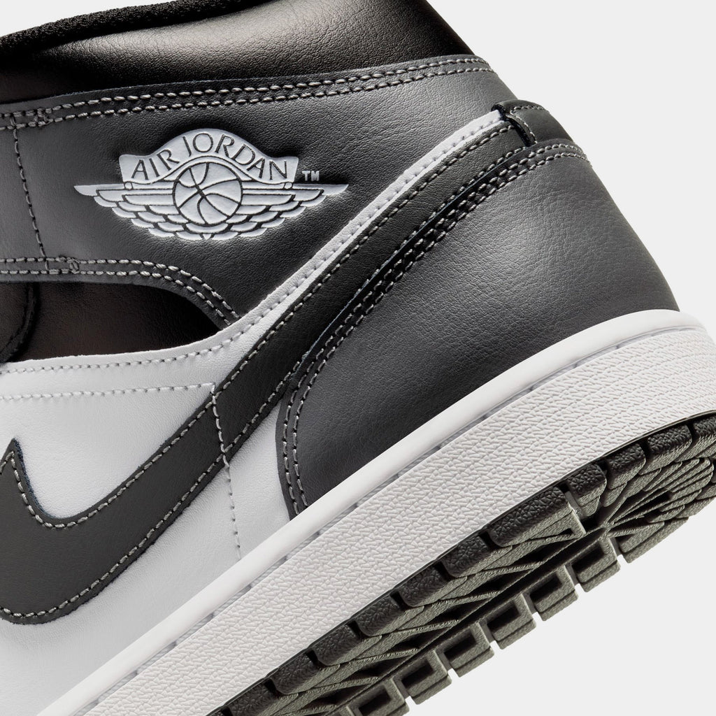Exclusive Air Jordan 1 Retro Mid Iron Grey Mens Lifestyle Shoes (Black/Iron Grey/White) — 7 — Back View