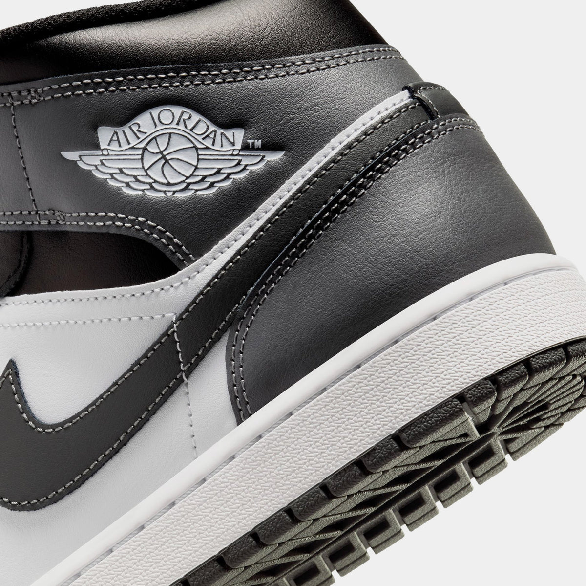 Exclusive Air Jordan 1 Retro Mid Iron Grey Mens Lifestyle Shoes (Black/Iron Grey/White) — 7 — Back View