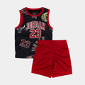 Exclusive 23 All Over Print Shorts Preschool Set (Red/Black) — 4 — Front View