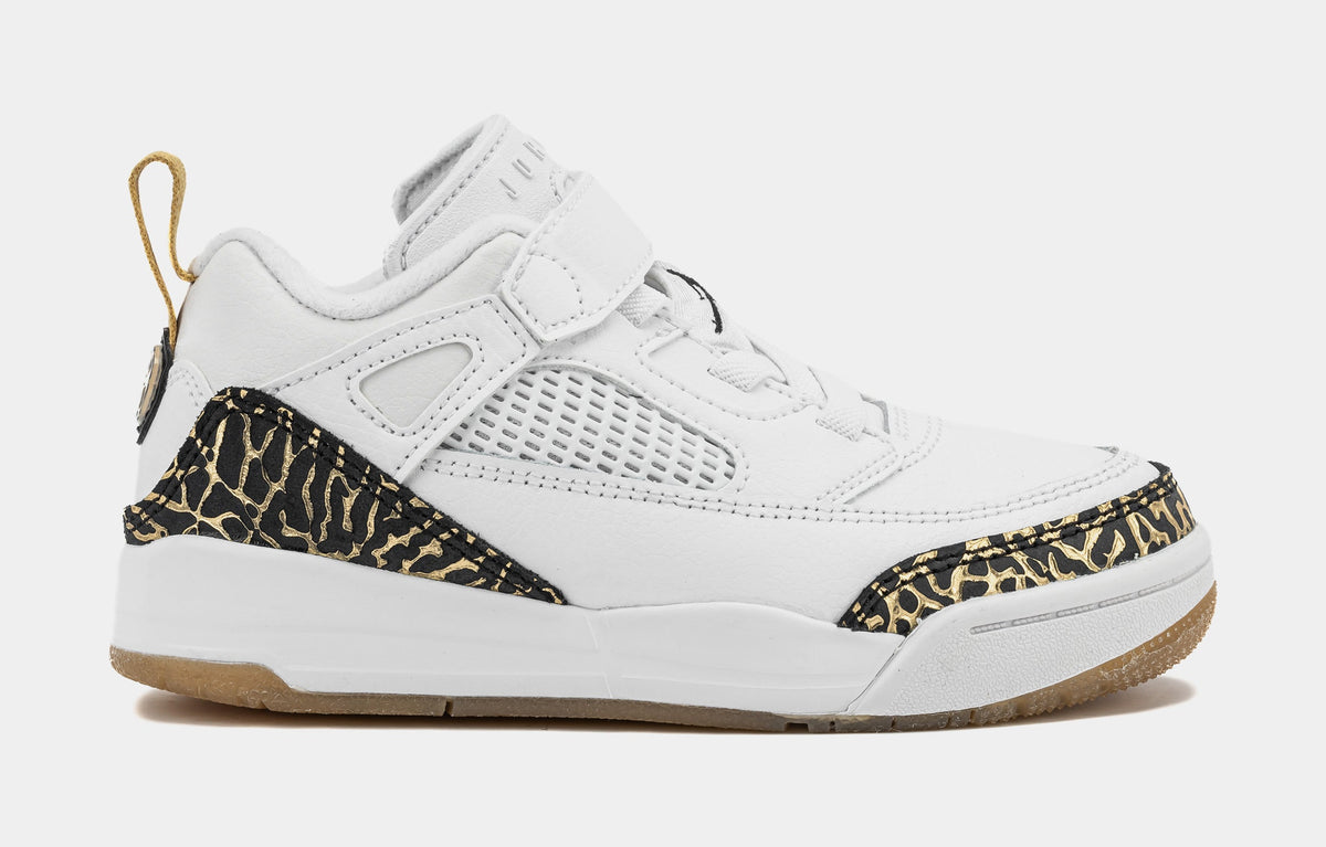 Exclusive Spizike Low Preschool Lifestyle Shoes (White/Gold) — 10.5C — Front View
