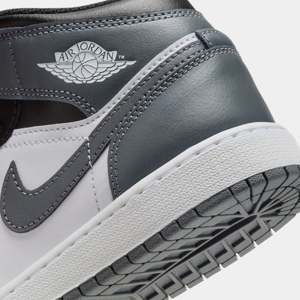 Exclusive Air Jordan 1 Retro Mid Iron Grey Grade School Lifestyle Shoes (Black/White/Iron Grey) — 3.5Y — Back View