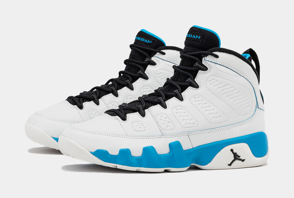 Exclusive Air Jordan 9 Retro Powder Blue Grade School Lifestyle Shoes (Summit White/Black/Powder Blue) — 3.5Y — Top View