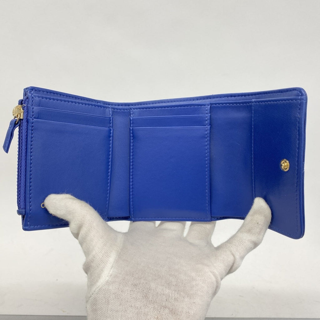 Chanel Blue Leather Wallet (Tri-Fold) (Pre-Owned)