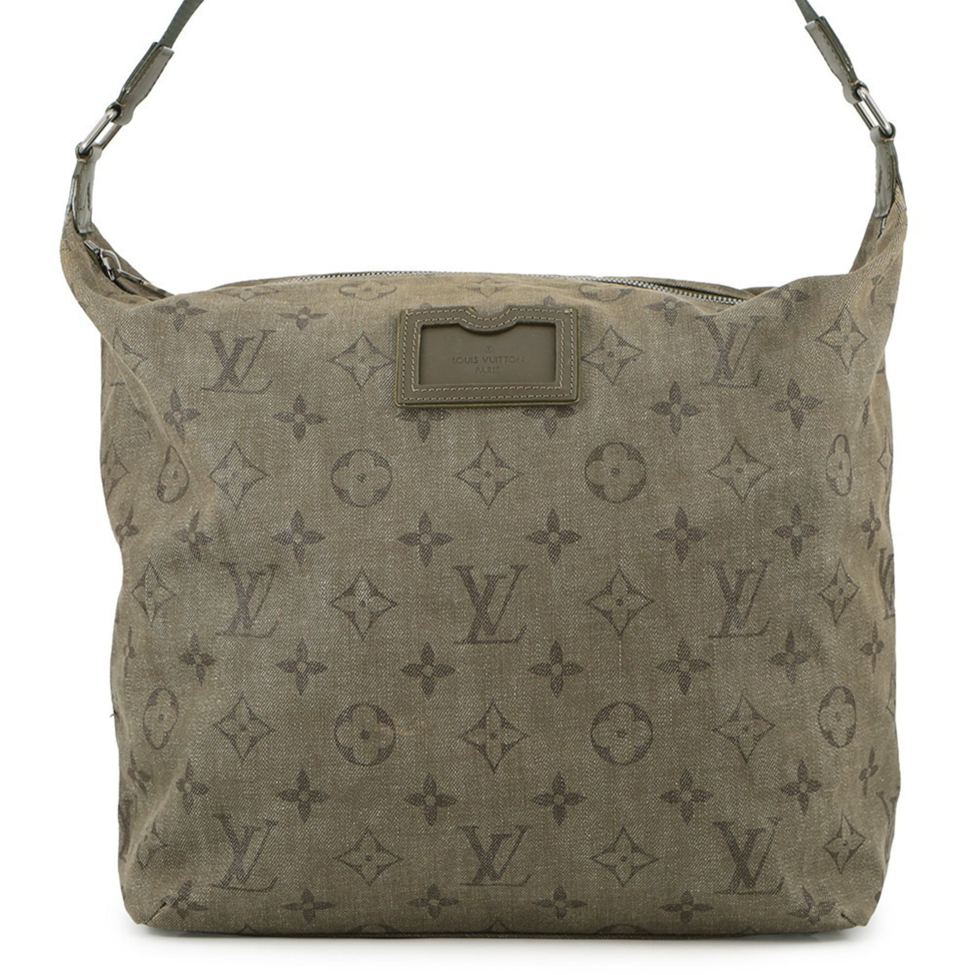 Louis Vuitton Monogram Impression Khaki Denim Shoulder Bag (Pre-Owned)