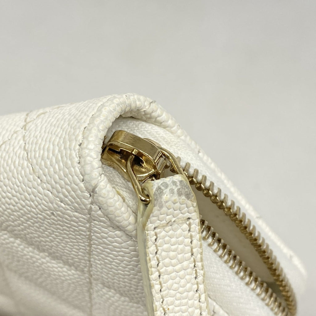 Chanel White Grained Calfskin Coin Purse/Coin Case (Pre-Owned)