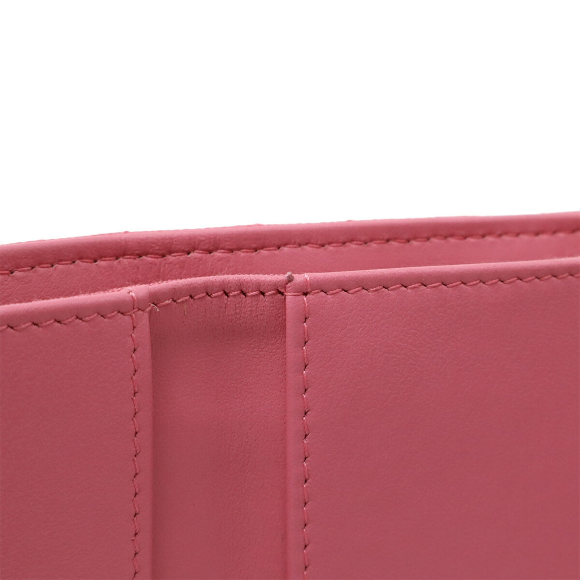 Chanel Pink Grained Calfskin Wallet (Tri-Fold) (Pre-Owned)