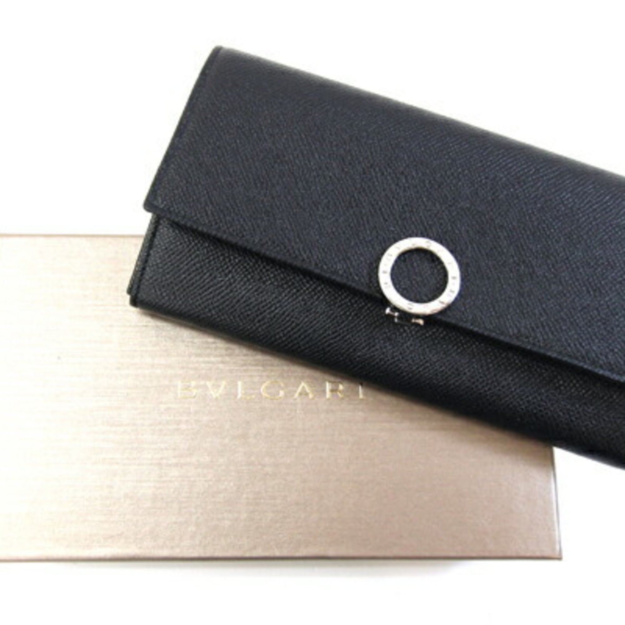 Bvlgari Black Leather Long Wallet (Bi-Fold) (Pre-Owned)