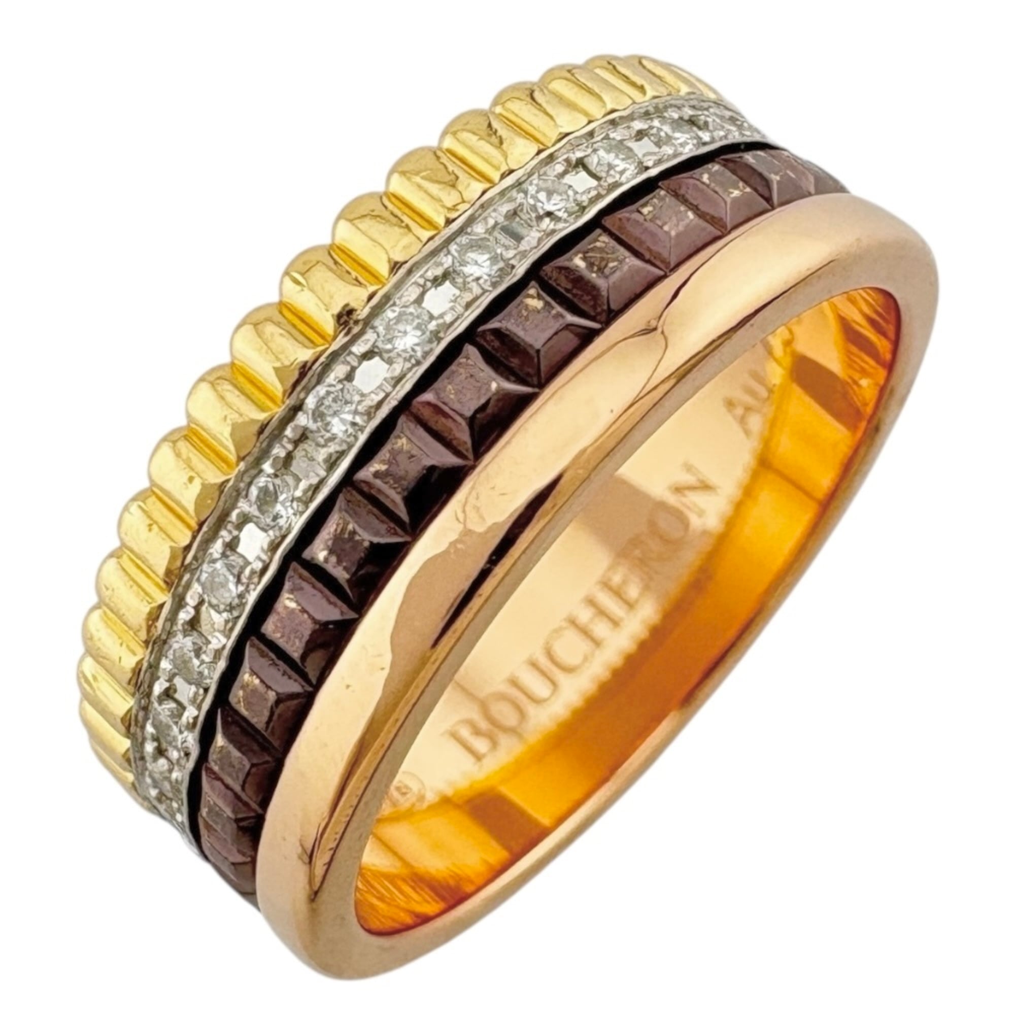Boucheron Brown White Gold Yellow Gold Yellow Gold (18K) White Gold (18K) Band Ring (Pre-Owned)