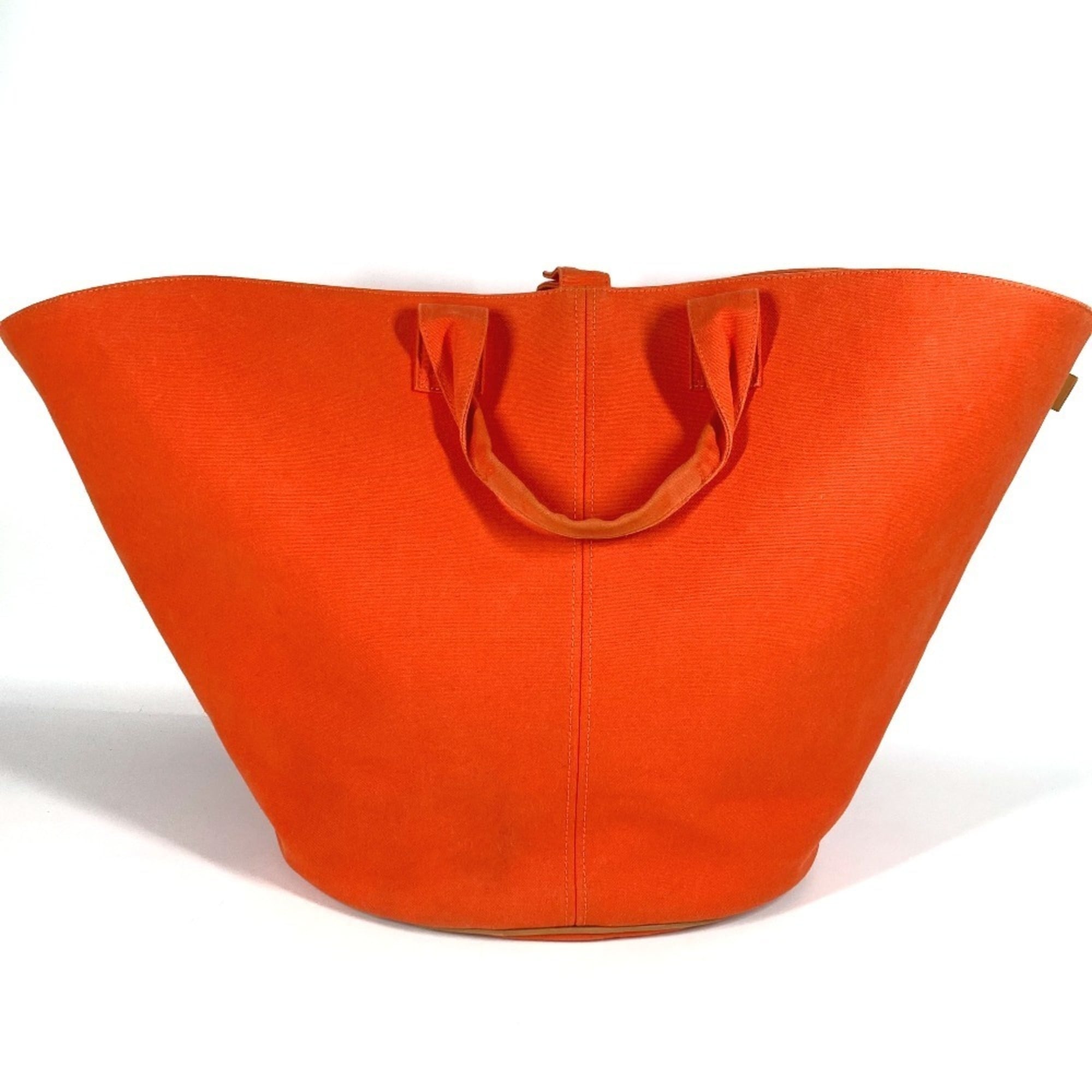 Hermes Orange Cotton Boston Bag Handbag Shoulder Bag Tote Bag (Pre-Owned)