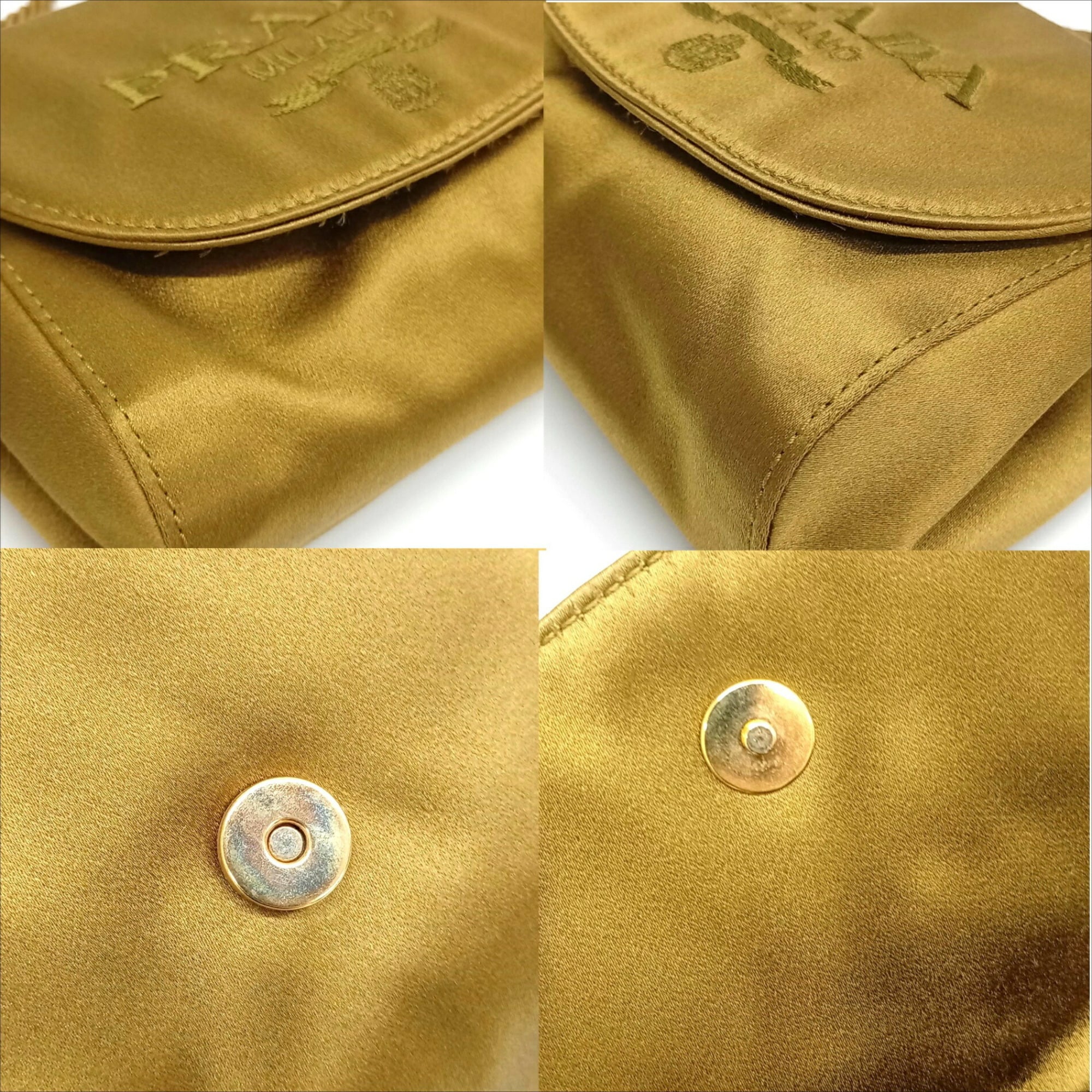 Prada Green Olive Satin Shoulder Bag (Pre-Owned)