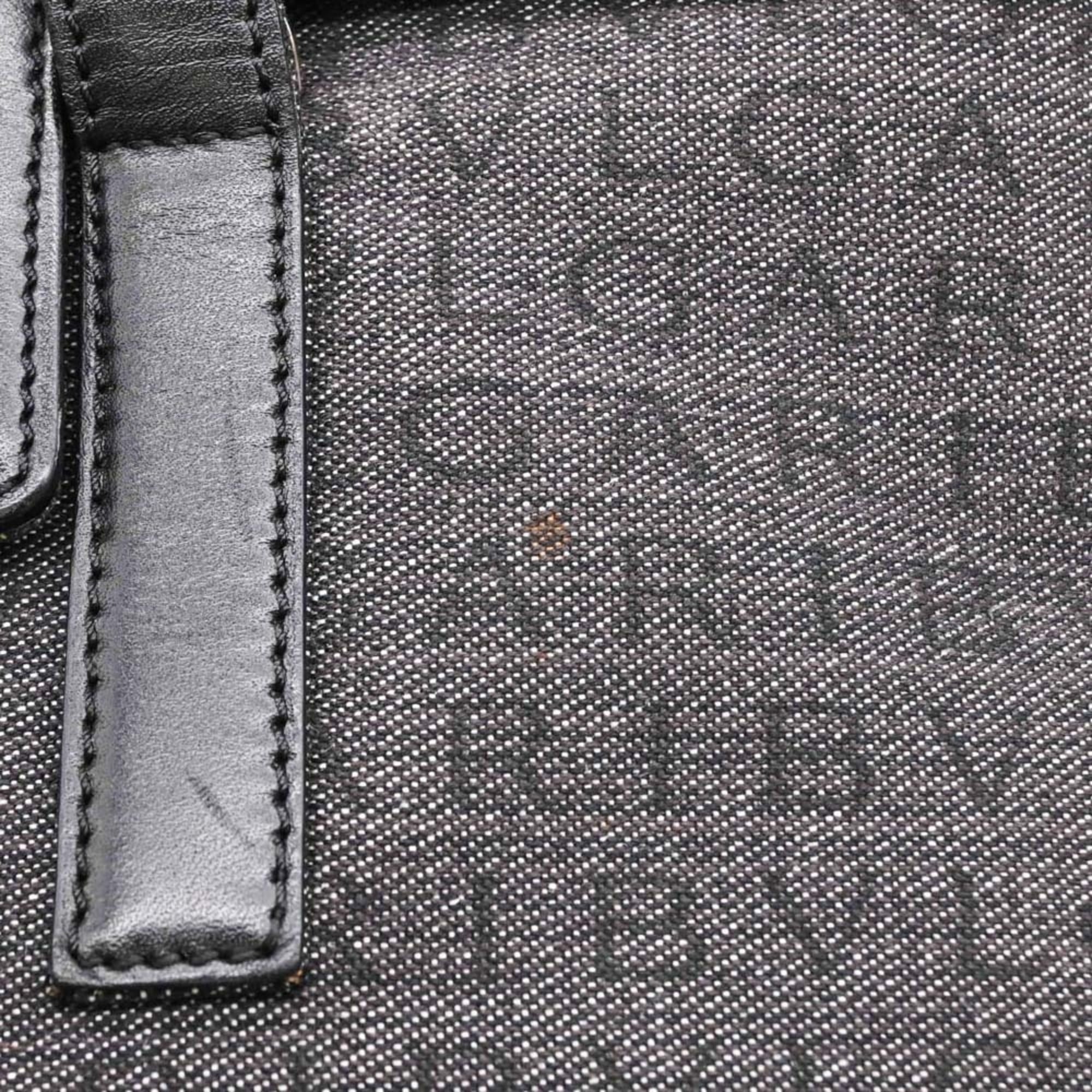 Bvlgari Black Gray Canvas Leather Handbag (Pre-Owned)