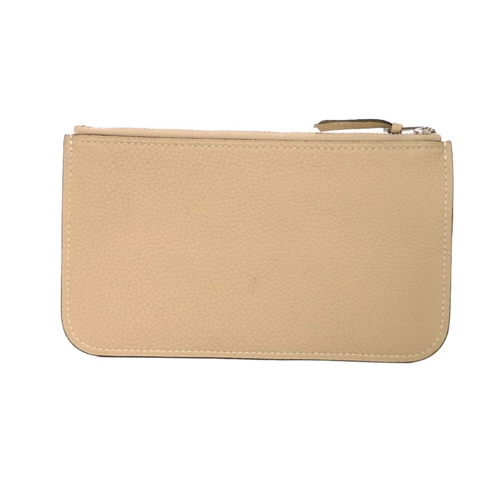 Hermes Beige Taurillon Clemence Leather Coin Purse/Coin Case (Pre-Owned)