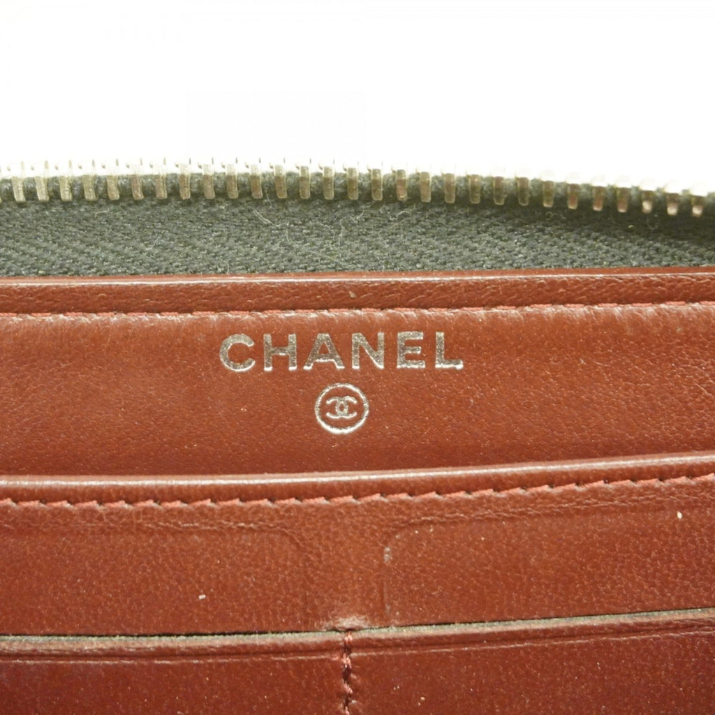 Chanel Black Leather Long Wallet (Bi-Fold) (Pre-Owned)