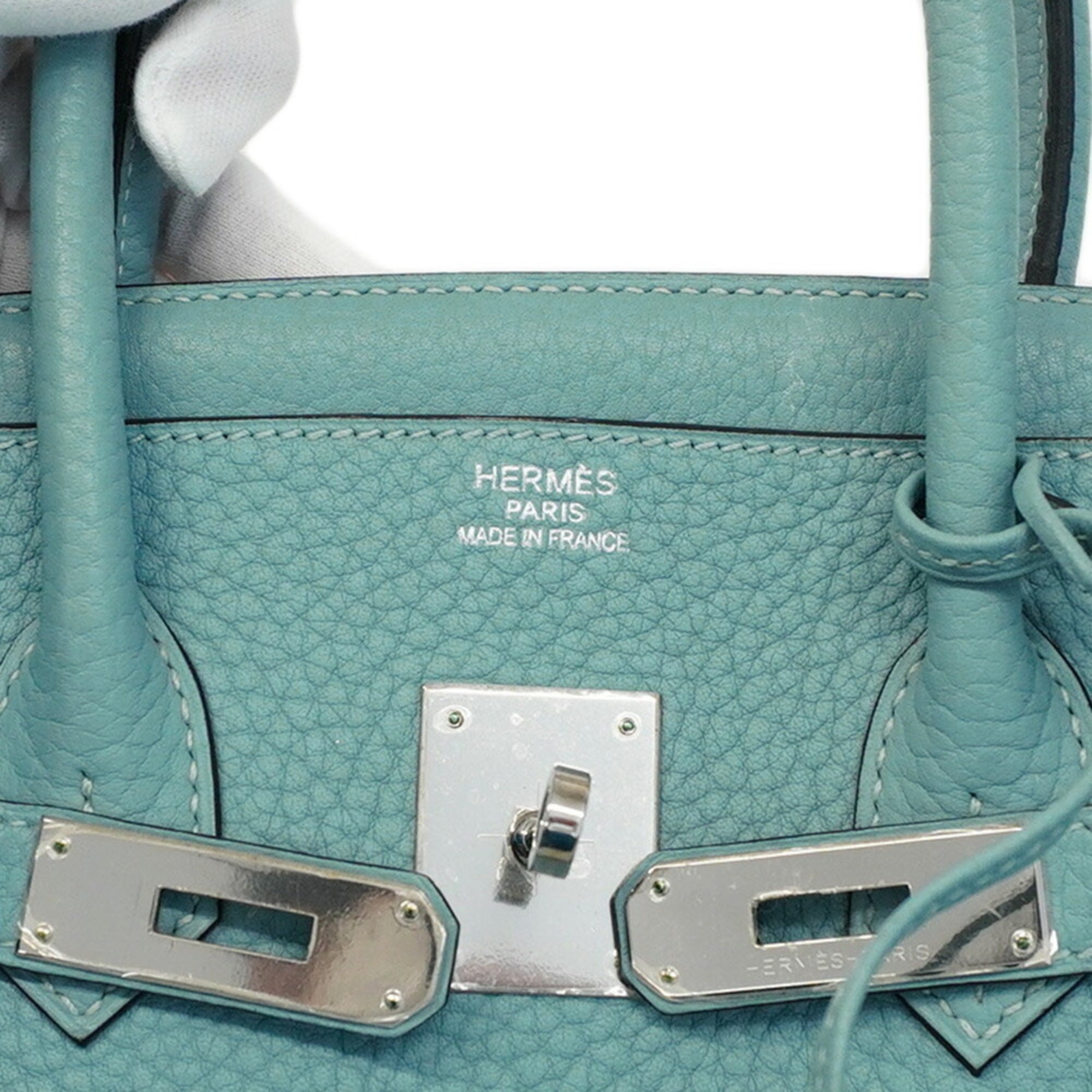 Hermes Ciel Taurillon Clemence Leather Handbag (Pre-Owned)