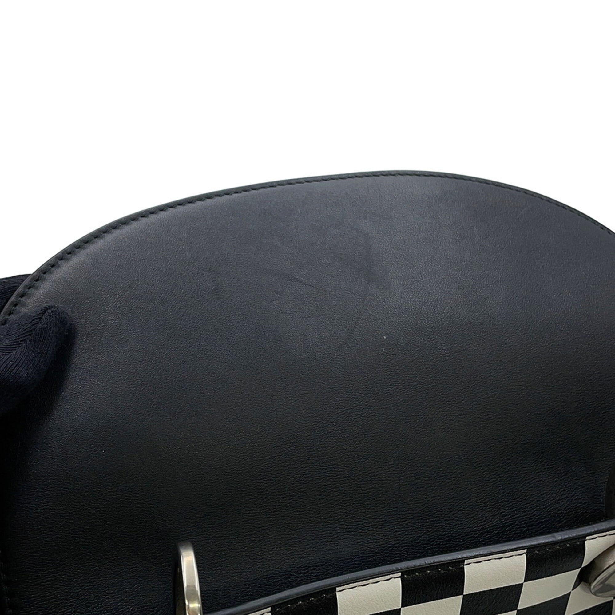 Christian Dior Lady Dior Black White Leather Handbag (Pre-Owned)