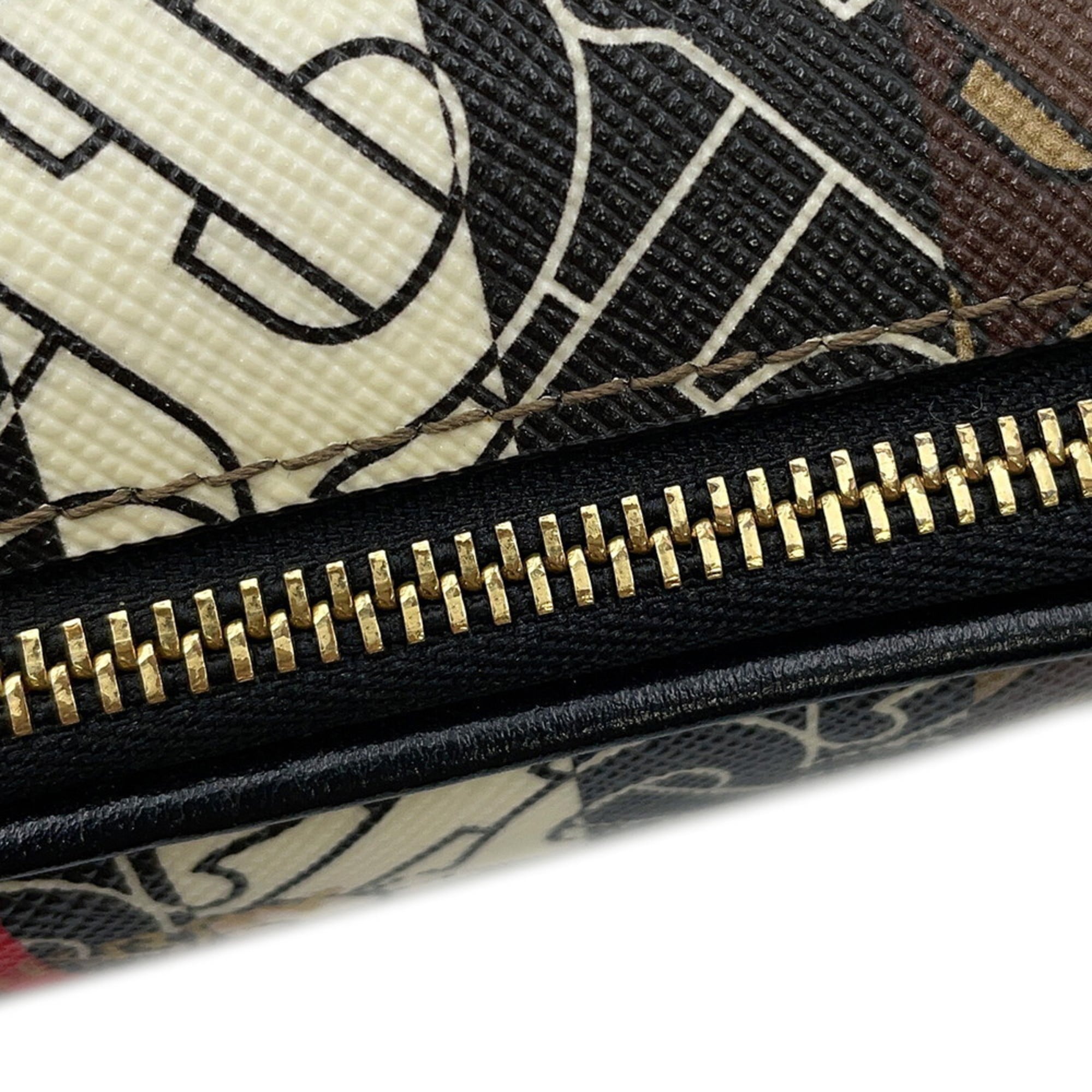 Burberry Black Brown White Pvc Leather Shoulder Bag (Pre-Owned)