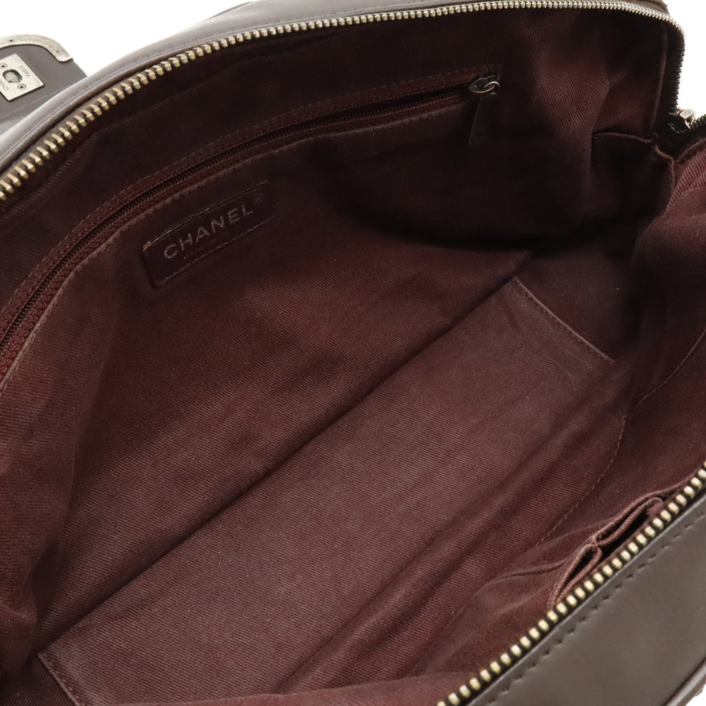 Chanel Wild Stitch Dark Brown Leather Shoulder Bag (Pre-Owned)