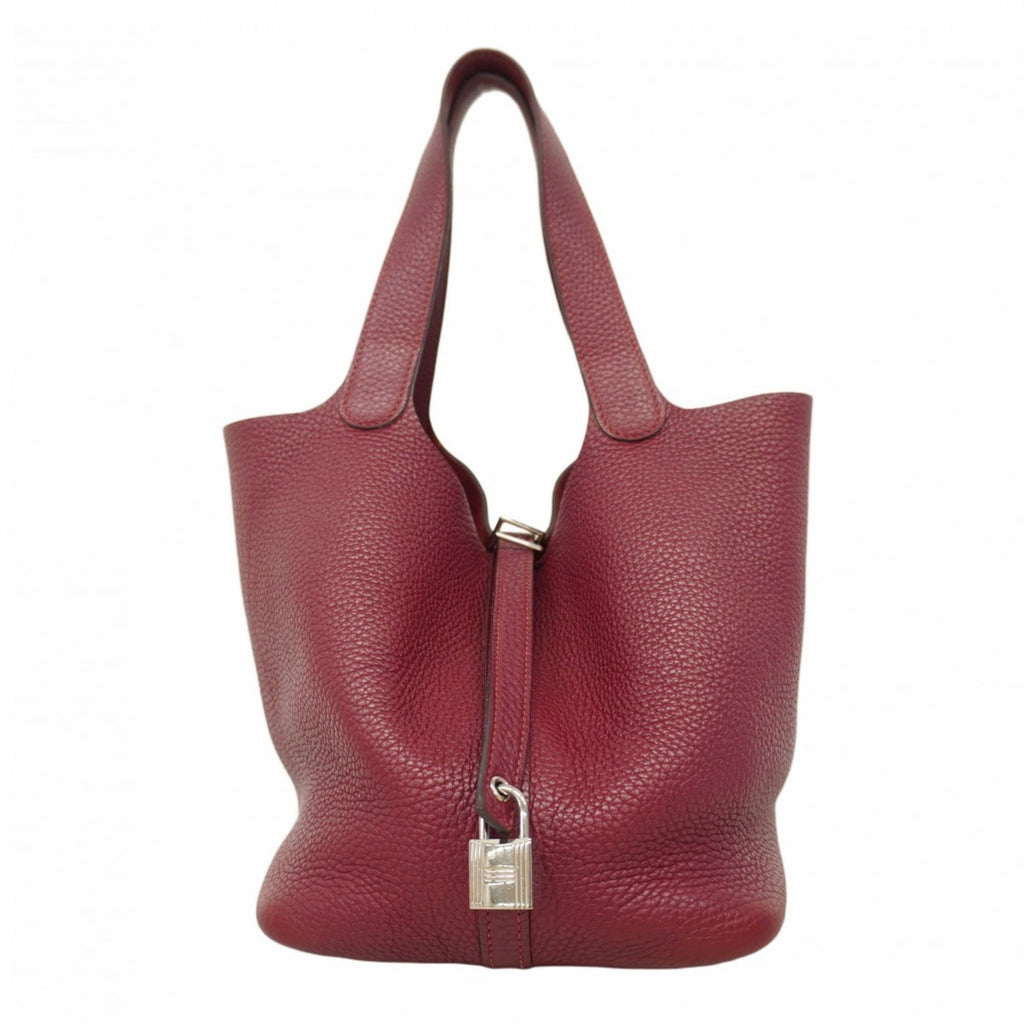 Hermes Rouge H Taurillon Clemence Leather Handbag (Pre-Owned)