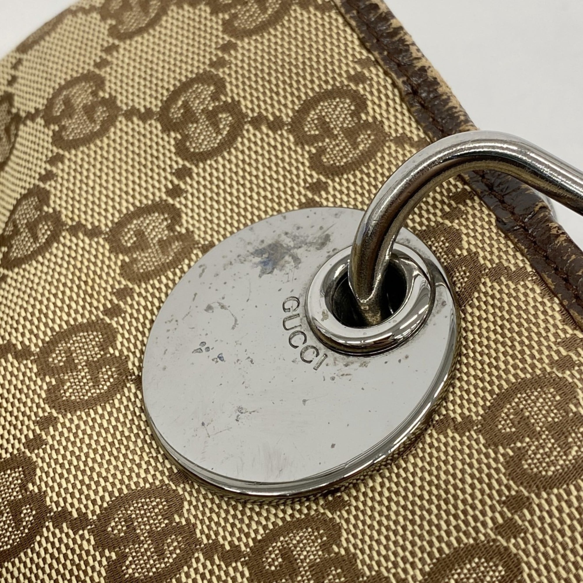 Gucci Beige Brown Canvas Tote Bag (Pre-Owned)