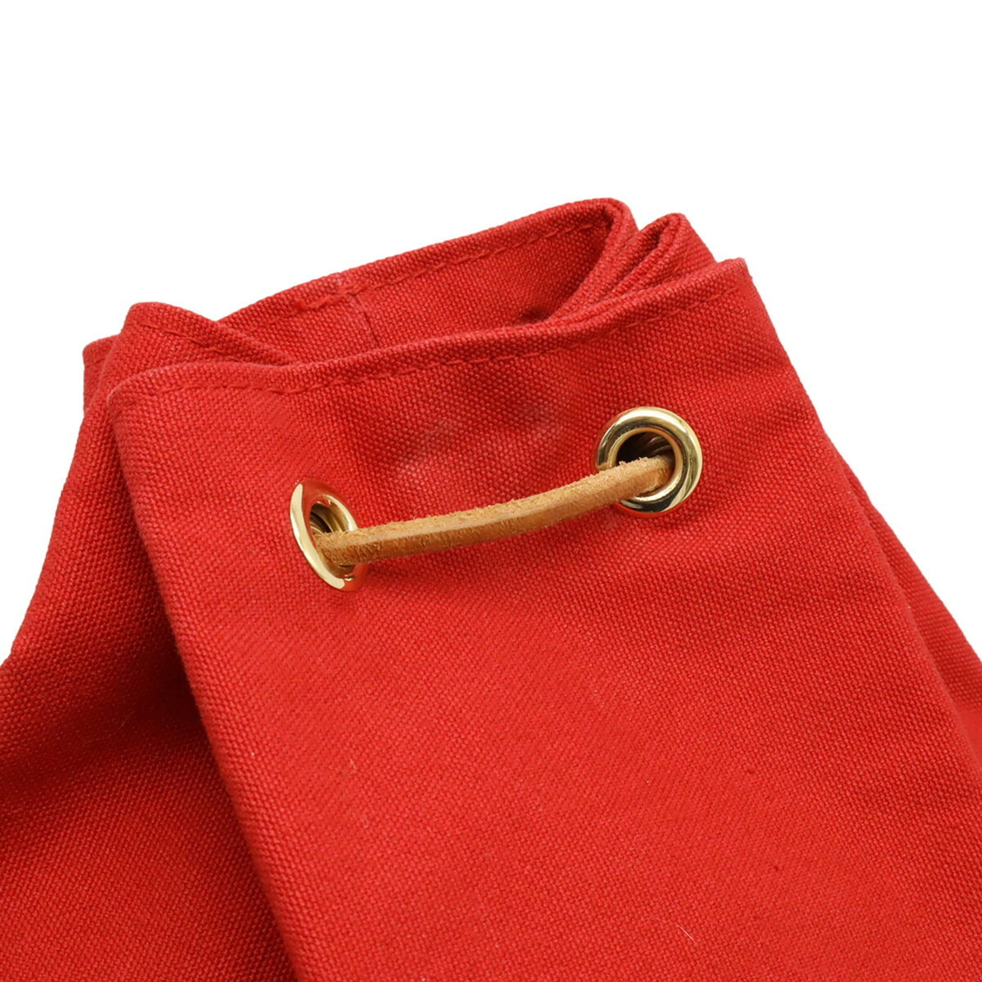 Hermes Red Color Canvas Leather Shoulder Bag (Pre-Owned)