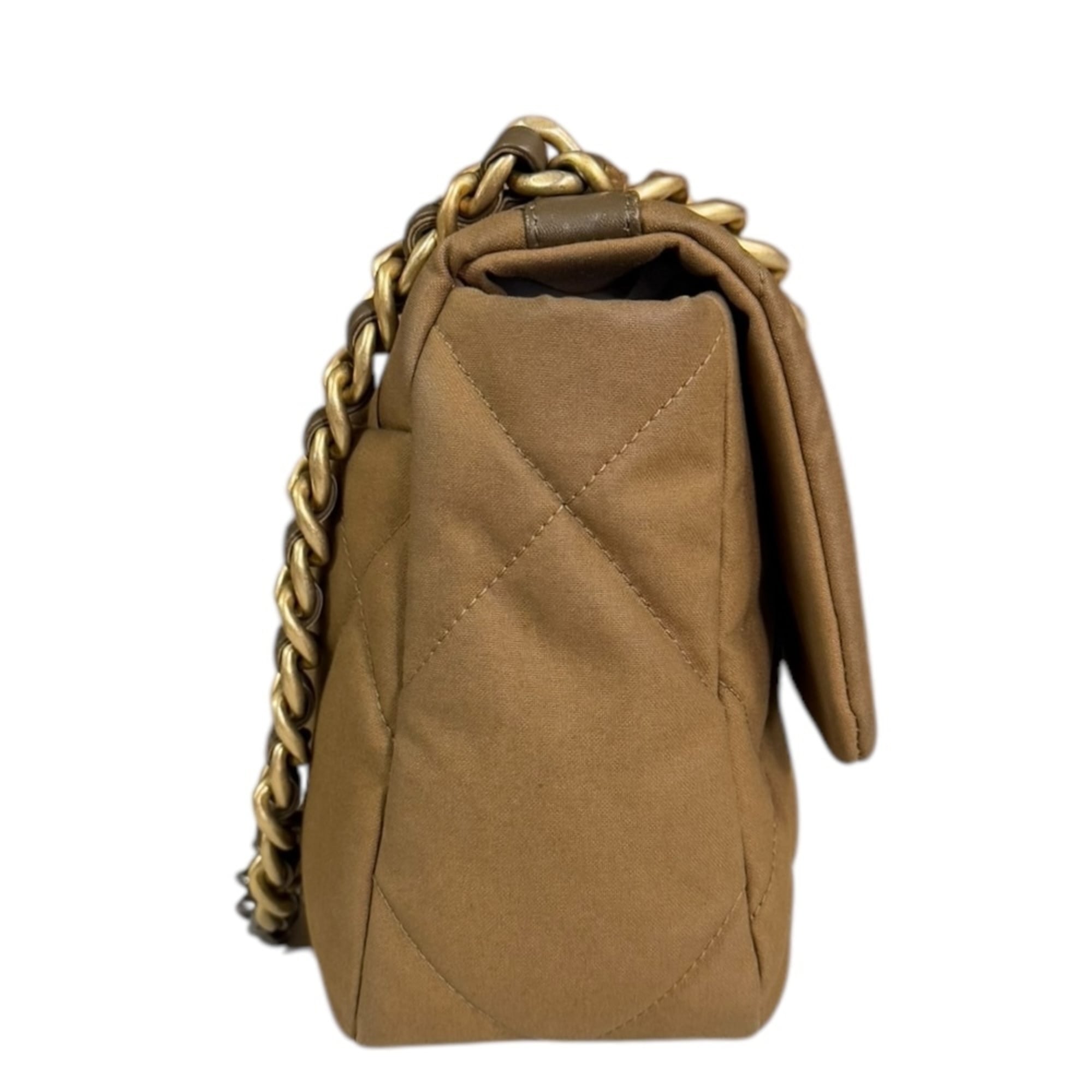 Chanel Brown Cotton Canvas Shoulder Bag (Pre-Owned)