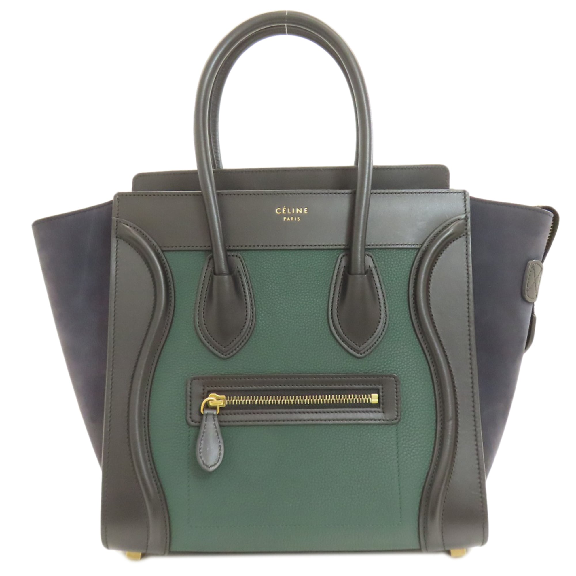 Celine Black Green Leather Handbag (Pre-Owned)