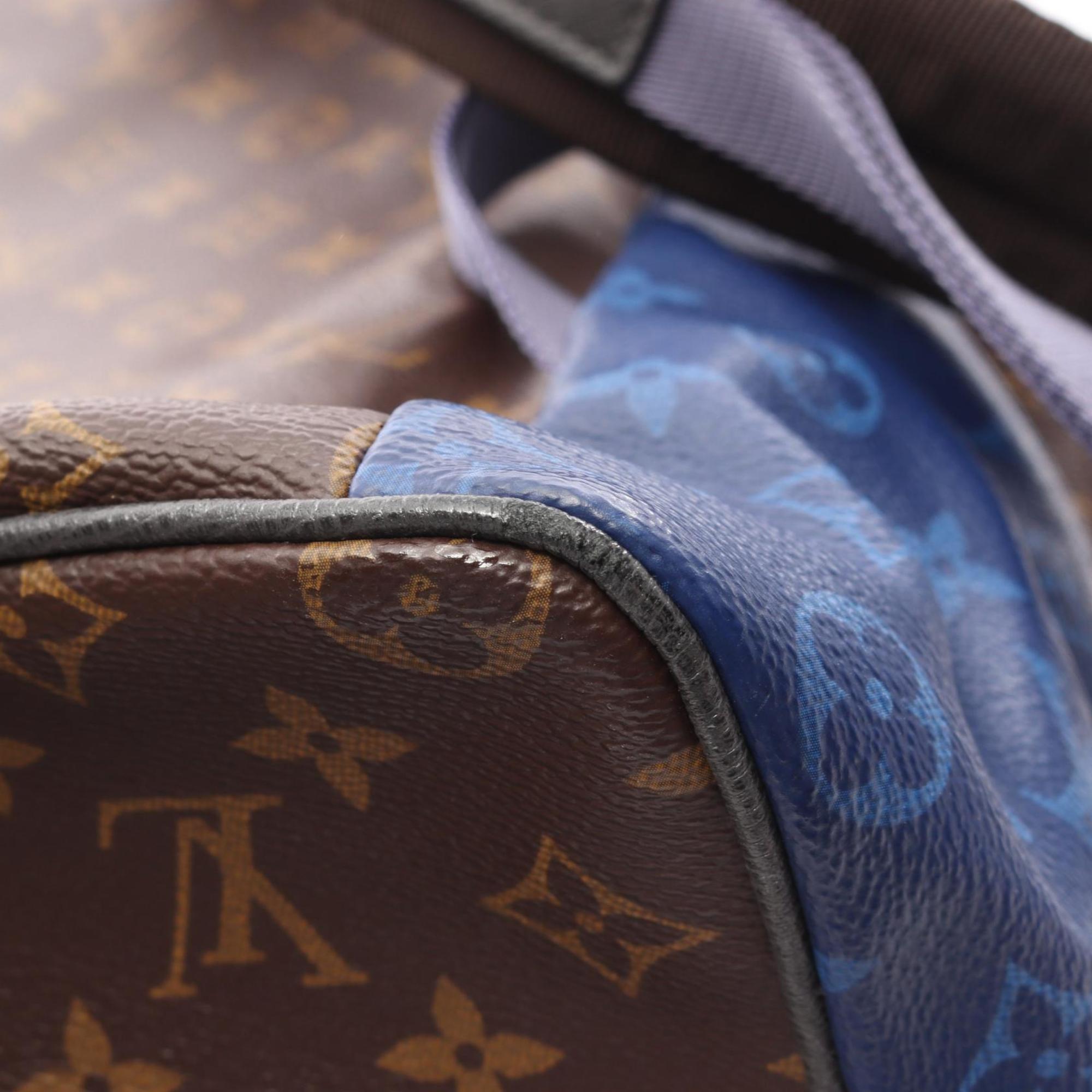 Louis Vuitton Black Blue Brown Monogram Pvc Coated Canvas Leather Backpack (Pre-Owned)
