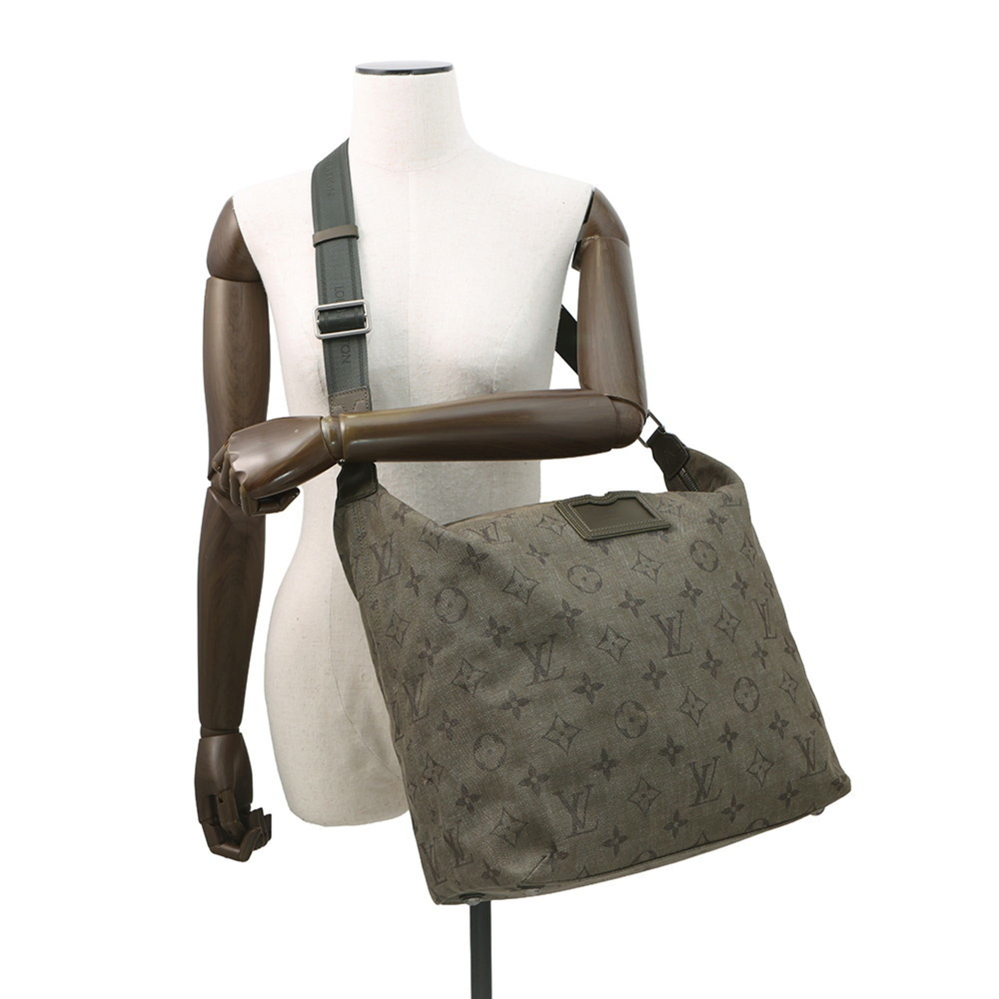 Louis Vuitton Monogram Impression Khaki Denim Shoulder Bag (Pre-Owned)
